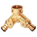 Maan Aqua Line Splitter 3/4", 2 Outlets, Brass (6024)