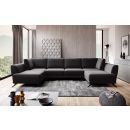 Eltap Larco Velvetmat Corner Pull-Out Sofa 191x362x90cm, Black (CO-LA-10VE)