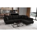 Eltap Larde Velvetmat Corner Pull-Out Sofa 191x276x90cm, Black (CO-LAR-RT-10VE)