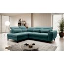 Eltap Noble Velvetmat Corner Pull-Out Sofa 201x255x100cm, Green (CO-NOB-LT-38VE)