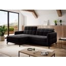 Eltap Lorelle MatVelvet Corner Pull-Out Sofa 160x225x105cm, Black (Lore_37)