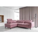 Eltap Noble Savoi Corner Pull-Out Sofa 201x255x100cm, Pink (CO-NOB-LT-24SAV)