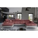 Eltap Eduardo Monolith/Monolith Corner Pull-Out Sofa 60x345x90cm, Pink (Edr_12)