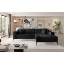 Мягкий угловой диван Eltap Solange Soft с выдвижным механизмом, 196x292x80 см, черный (Sol_26)