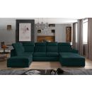 Eltap Evanell MatVelvet Corner Pull-Out Sofa 216x336x102cm, Green (Evl_54)