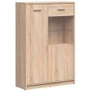 Black Red White Nepo Plus Display Cabinet, 34x90x131.5cm, Oak (S435-REG1D1W/90-DSO)