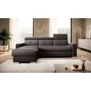 Eltap Fresia Flores Corner Pull-Out Sofa 176x247x104cm, Brown (CO-FR-LT-22FL)