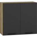 Halmar Vento Wardrobe with Mirror, 30x80x72cm, Black/Oak (V-UA-VENTO-G-80/72-ANTRACYT)