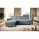 Eltap Fresia Velvetmat Corner Pull-Out Sofa 176x247x104cm, Grey (CO-FR-LT-04VE)