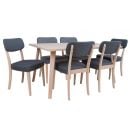 Home4You Adora Обеденный комплект Стол + 6 стульев Коричневый/Серый (K21928)
