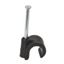 Cable clips for plastic cables with nails, black