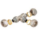 Nickel-plated brass three-piece pipe fitting