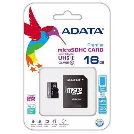 AdataAUSDH16GUICL10-PA1MicroSDкартапамятисадаптеромSDЧерно-серая