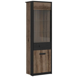 Black Red White Kassel Display Cabinet, 41x60x195cm, Oak/Black (S491-REG1D1W-DMON/DCA) | Display cabinets ➟ prof.lv