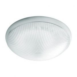 Plafon lampa Lena Lighting ar prizmatisku plastmasas nosegvāku Camea 75W E27, IP44, balta | Plafoni ➟ prof.lv