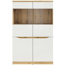 Black Red White Nuis Display Cabinet, 142.5x90x39.5cm, White/Oak (S396-REG2D2W-DWO/BIP) | Display cabinets ➟ prof.lv