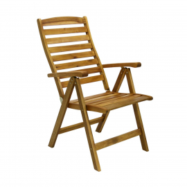 Home4You Garden Chair FINLAY 62x66xH110cm, 5 positions, wood: acacia, oiled (13184) | Garden chairs ➟ prof.lv