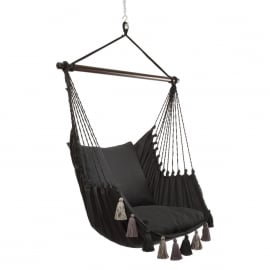 Šūpuļkrēsls Home4you Tassel black, 130x127cm, Melns (20650) | Dārza šūpuļkrēsli ➟ prof.lv