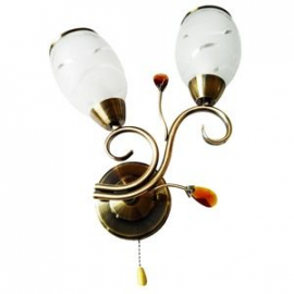 Sienas lampa Pekin 2x40W, E14, misiņa (148145) (15837-2W) | Sienas lampas ➟ prof.lv