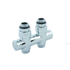 Herz DE LUXE Connection double block Herz-3000, for two-pipe systems, straight, chrome-plated, S326604 | Delivery by parcel ➟ prof.lv