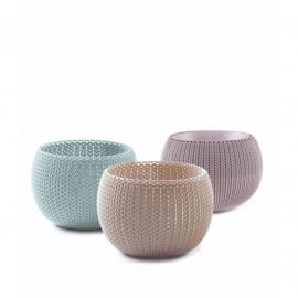 Puķu podu komplekts Keter Cozies Trio, D15.1xH10.7cm, Violets/Bēšs/Zils (29202587610) | Puķu podi ➟ prof.lv