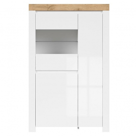 Black Red White Holten Chest of Drawers, 98x42x156.5cm, White (S440-REG2D1W-BI/DWO/BIP) | Display cabinets ➟ prof.lv