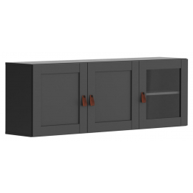 Black Red White Modeo Display Cabinet, 33x150x52cm, Grey | Display cabinets ➟ prof.lv