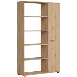 Black Red White Space Office Shelf, 120x37x202.5cm, Oak (S479-REG1D/200-DASN) | Shelves ➟ prof.lv