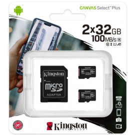 Atmiņas Karte Kingston SDCS2 2P1A Micro SD 100MB/s, Ar SD Adapteri Melna | Atmiņas kartes ➟ prof.lv