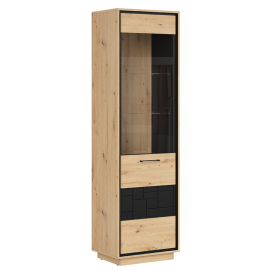 Black Red White Display Cabinet, 42x58x200.5cm, Oak/Black | Display cabinets ➟ prof.lv