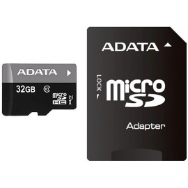 Atmiņas Karte Adata AUSDH32GUICL10-PA1 Micro SD 32GB, 50MB/s, Ar SD Adapteri Melna/Pelēka | Atmiņas kartes ➟ prof.lv