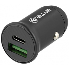 Auto Lādētājs Tellur TLL151251 USB + USB Type-C 3A, Melns | Auto audio un video ➟ prof.lv