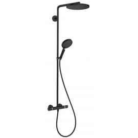 Hansgrohe Raindance Select S Showerpipe 240 1jet PowderRain Shower System with Thermostat Black (27633670) | Shower systems ➟ prof.lv