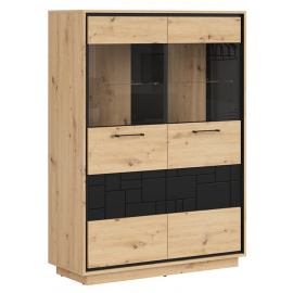 Black Red White Display Cabinet, 42x109x150.5cm, Oak/Black | Display cabinets ➟ prof.lv