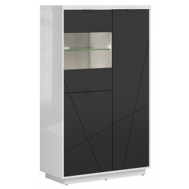 Black Red White Forn Display Cabinet, 42.5x94x157cm, White/Black | Display cabinets ➟ prof.lv