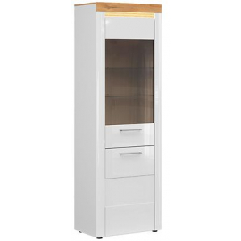 Black Red White Horton Display Cabinet, 42x68x205cm, White/Oak (S488-REG1D1W-BI/DZG/BIP) | Display cabinets ➟ prof.lv