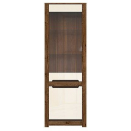 Black Red White Ruso Display Cabinet, 204.5x69x45.5cm, Dark Brown/White (S407-REG1W1D-DARL/PEP) | Display cabinets ➟ prof.lv