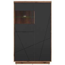 Black Red White Forn Display Cabinet 157x94x42.5cm Oak/Black (S471-REG2D1W-DDC/CAM) | Display cabinets ➟ prof.lv