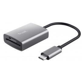 Ārējais Atmiņas Karšu Lasītājs Trust 24136 USB-C, Sudraba/Melns | Atmiņas karšu lasītāji ➟ prof.lv