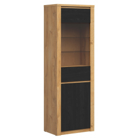 Black Red White Walton Display Cabinet, 42x68x198.5cm, Oak/Black | Display cabinets ➟ prof.lv