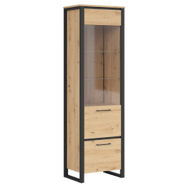 Black Red White Dodson Display Cabinet, 40.5x60.5x200.5cm, Oak/Black | Display cabinets ➟ prof.lv